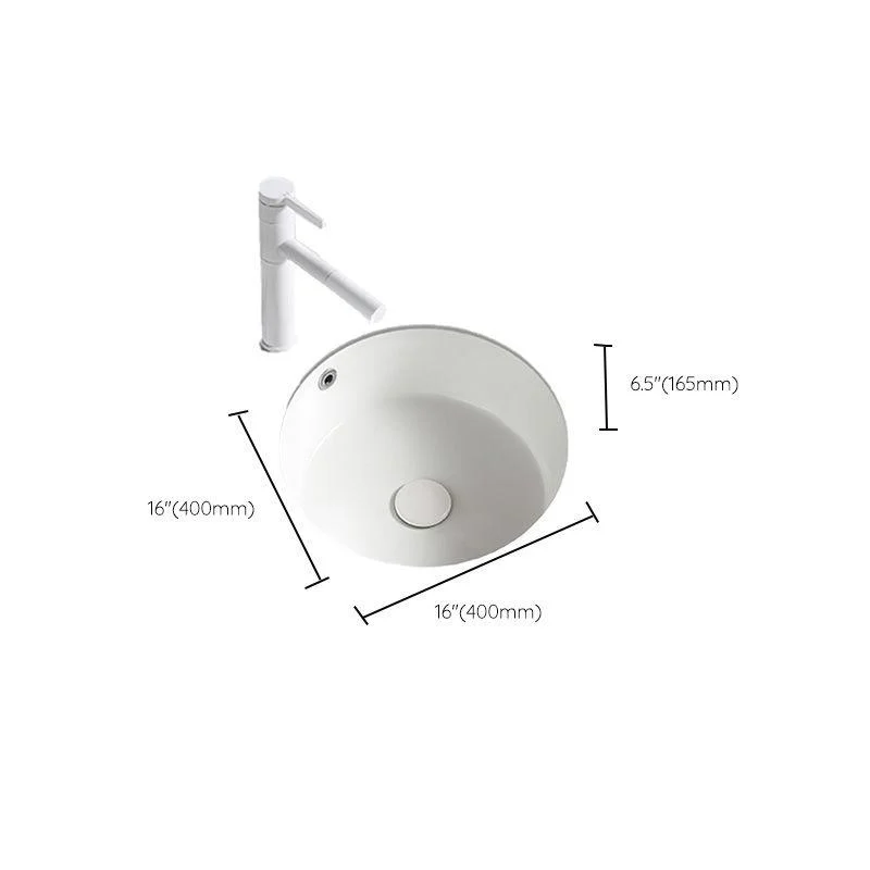 Contemporary Bathroom Sink Porcelain Round Undermount Bathroom Sink with Pop-Up Drain -Bathlova