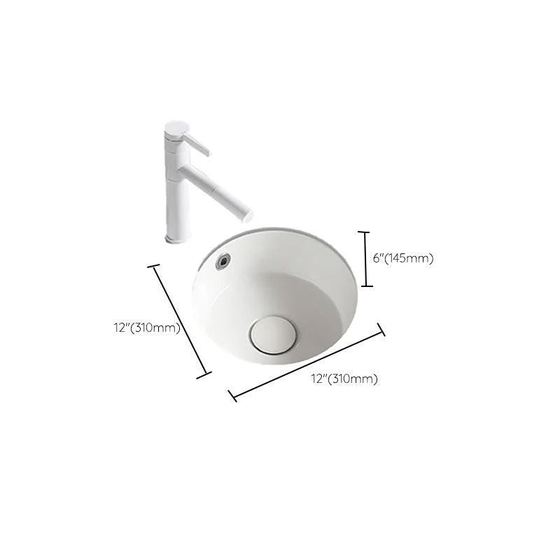 Contemporary Bathroom Sink Porcelain Round Undermount Bathroom Sink with Pop-Up Drain -Bathlova