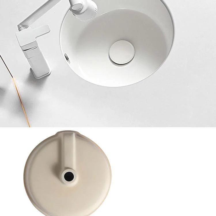 Contemporary Bathroom Sink Porcelain Round Undermount Bathroom Sink with Pop-Up Drain -Bathlova