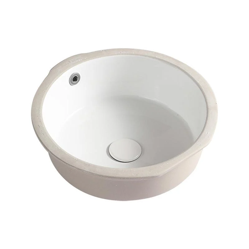 Contemporary Bathroom Sink Porcelain Round Undermount Bathroom Sink with Pop-Up Drain -Bathlova