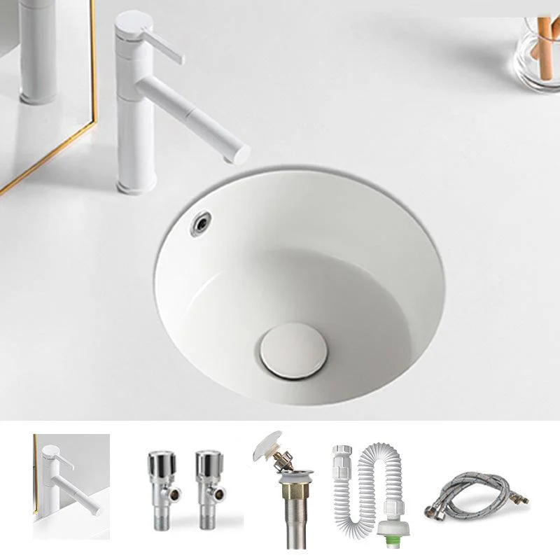 Contemporary Bathroom Sink Porcelain Round Undermount Bathroom Sink with Pop-Up Drain -Bathlova