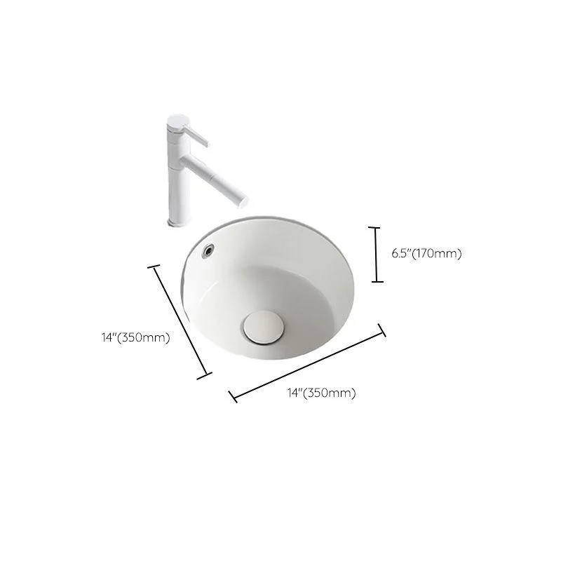 Contemporary Bathroom Sink Porcelain Round Undermount Bathroom Sink with Pop-Up Drain -Bathlova