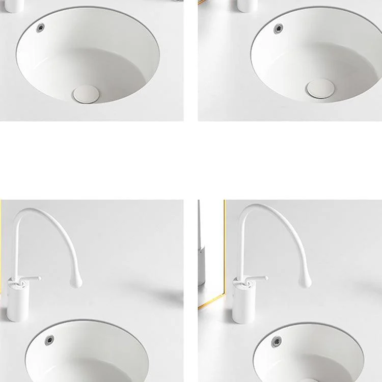 Contemporary Bathroom Sink Porcelain Round Undermount Bathroom Sink with Pop-Up Drain -Bathlova