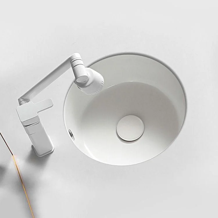 Contemporary Bathroom Sink Porcelain Round Undermount Bathroom Sink with Pop-Up Drain -Bathlova