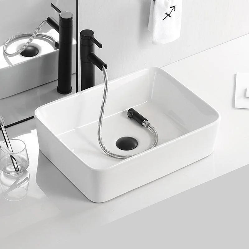 Contemporary Bathroom Sink Porcelain Solid Color Rectangular Vessel Bathroom Sink -Bathlova