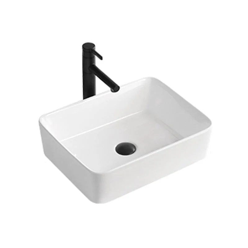 Contemporary Bathroom Sink Porcelain Solid Color Rectangular Vessel Bathroom Sink -Bathlova