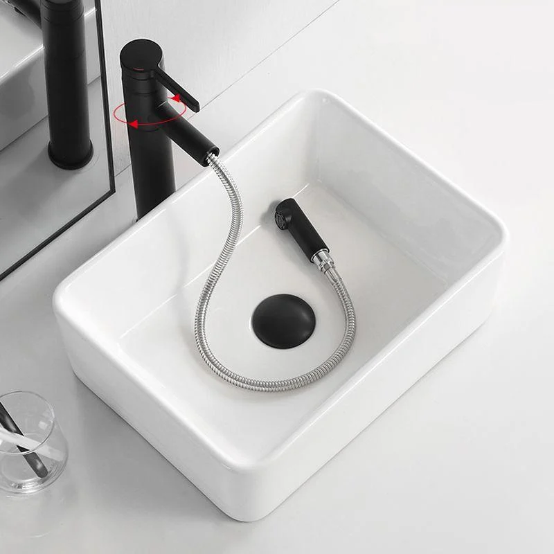 Contemporary Bathroom Sink Porcelain Solid Color Rectangular Vessel Bathroom Sink -Bathlova