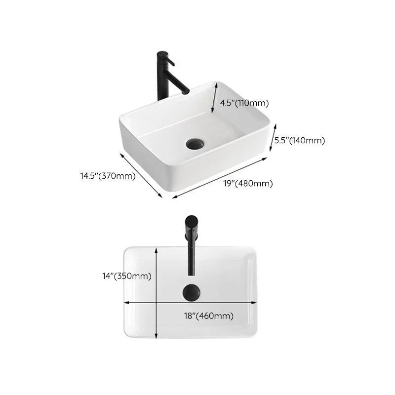 Contemporary Bathroom Sink Porcelain Solid Color Rectangular Vessel Bathroom Sink -Bathlova