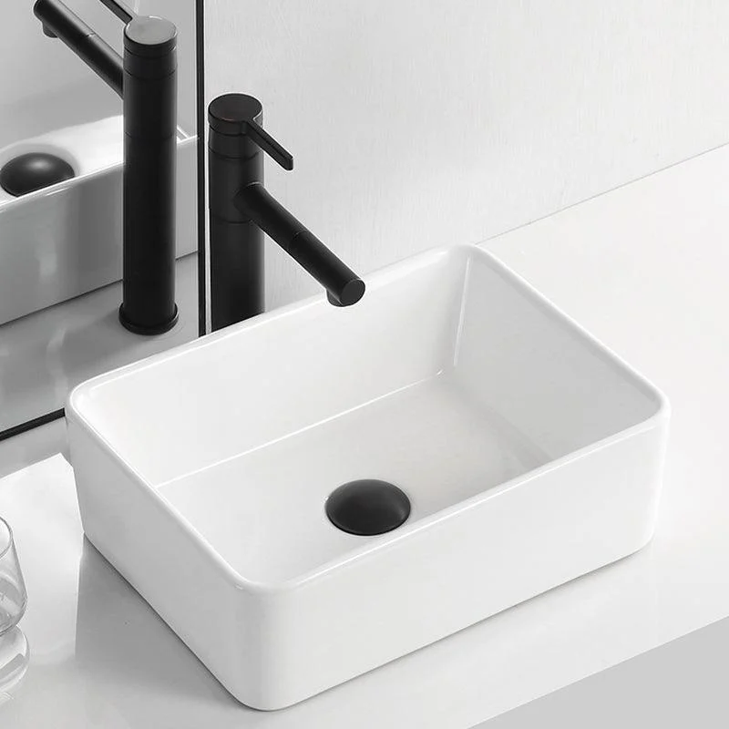 Contemporary Bathroom Sink Porcelain Solid Color Rectangular Vessel Bathroom Sink -Bathlova