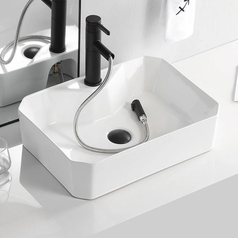 Contemporary Bathroom Sink Porcelain Solid Color Rectangular Vessel Bathroom Sink -Bathlova