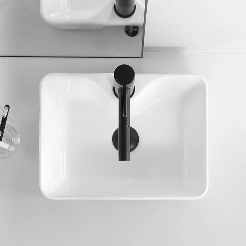 Contemporary Bathroom Sink Porcelain Solid Color Rectangular Vessel Bathroom Sink -Bathlova