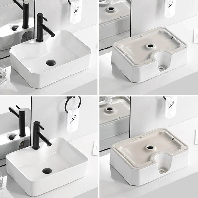 Contemporary Bathroom Sink Porcelain Solid Color Rectangular Vessel Bathroom Sink -Bathlova