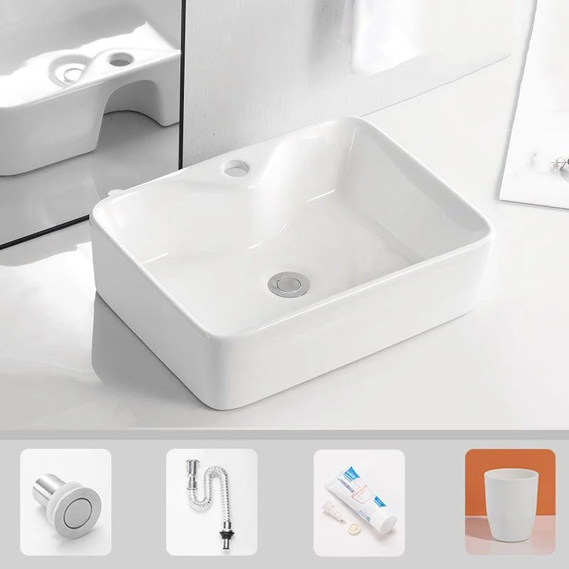 Contemporary Bathroom Sink Porcelain Solid Color Rectangular Vessel Bathroom Sink -Bathlova