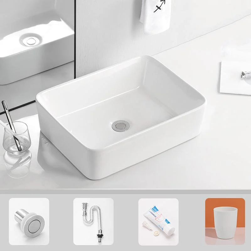 Contemporary Bathroom Sink Porcelain Solid Color Rectangular Vessel Bathroom Sink -Bathlova