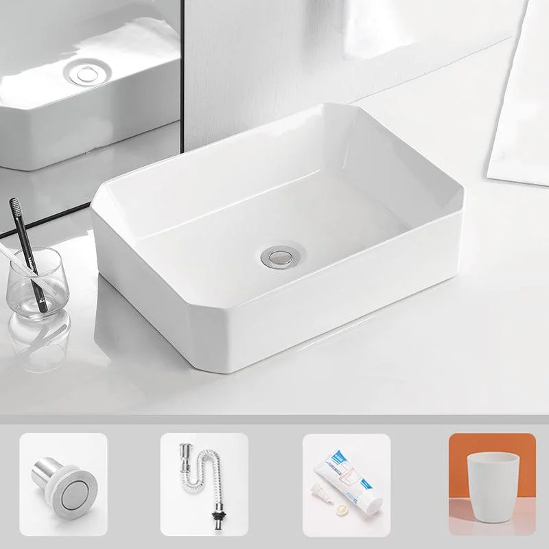 Contemporary Bathroom Sink Porcelain Solid Color Rectangular Vessel Bathroom Sink -Bathlova