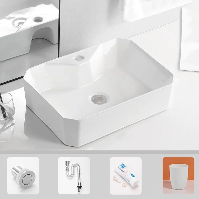 Contemporary Bathroom Sink Porcelain Solid Color Rectangular Vessel Bathroom Sink -Bathlova