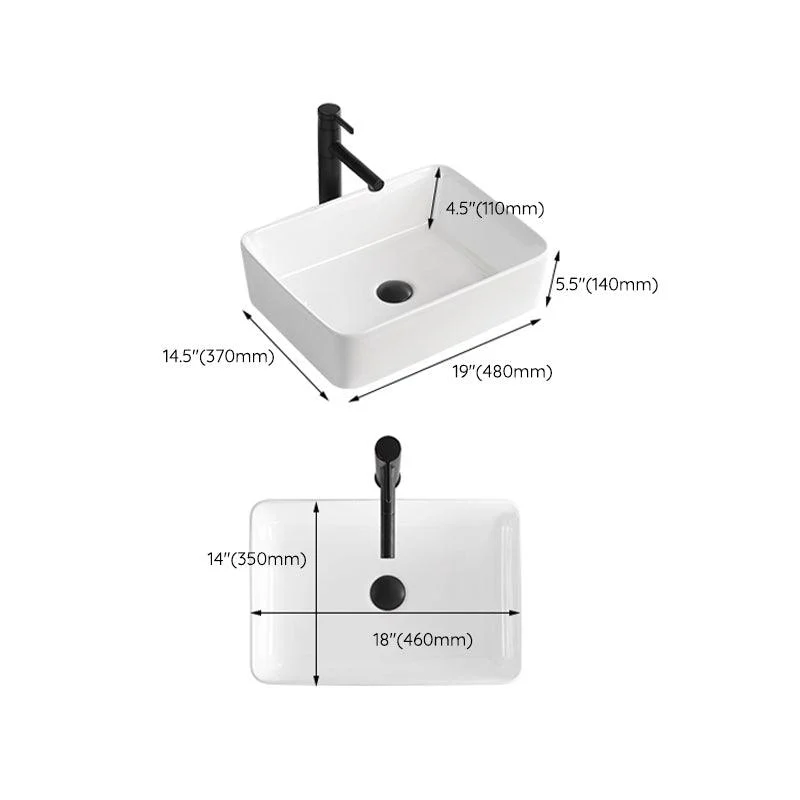 Contemporary Bathroom Sink Porcelain Solid Color Rectangular Vessel Bathroom Sink -Bathlova