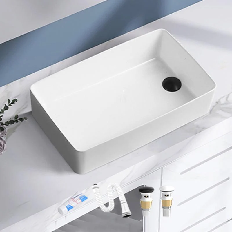 Contemporary Bathroom Sink Porcelain Solid Color Rectangular Vessel Lavatory Sink -Bathlova