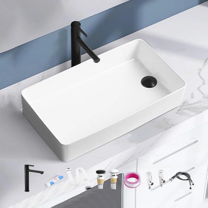 Contemporary Bathroom Sink Porcelain Solid Color Rectangular Vessel Lavatory Sink -Bathlova