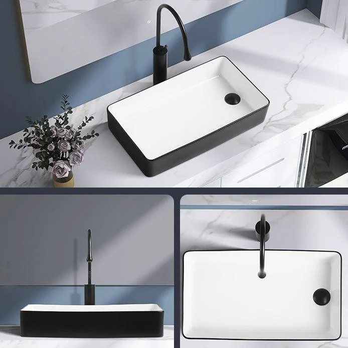 Contemporary Bathroom Sink Porcelain Solid Color Rectangular Vessel Lavatory Sink -Bathlova