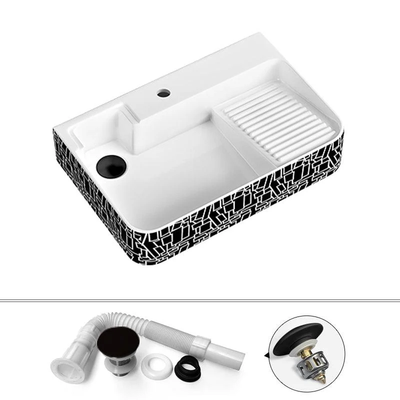 Contemporary Bathroom Sink Porcelain Solid Color Rectangular Vessel Sink with Pop-Up Drain -Bathlova