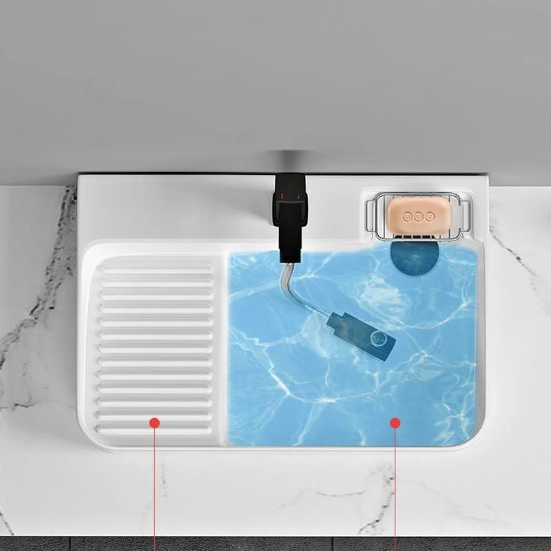 Contemporary Bathroom Sink Porcelain Solid Color Rectangular Vessel Sink with Pop-Up Drain -Bathlova