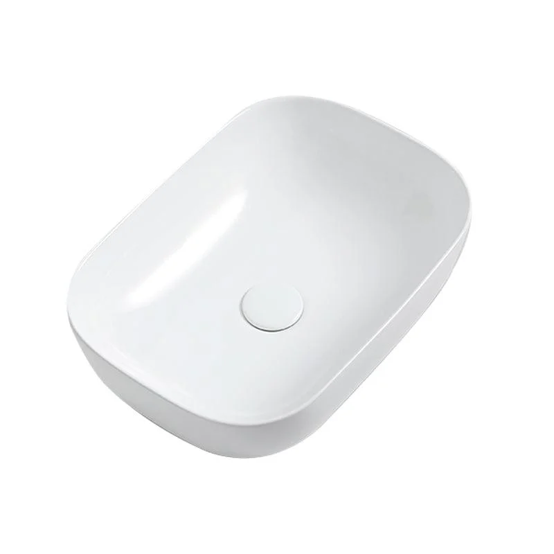 Contemporary Bathroom Sink Porcelain Solid Color Rectangular Vessel with Pop-Up Drain -Bathlova