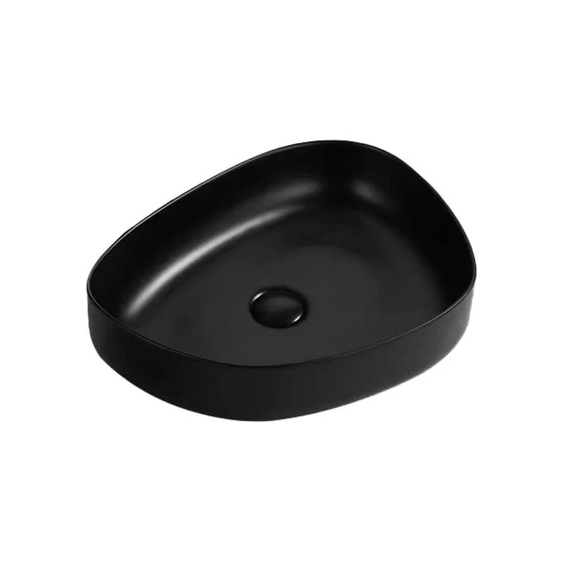 Contemporary Bathroom Sink Porcelain Specialty Vessel Bathroom Sink with Pop-Up Drain -Bathlova