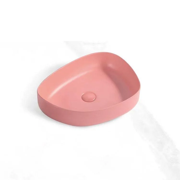 Contemporary Bathroom Sink Porcelain Specialty Vessel Bathroom Sink with Pop-Up Drain -Bathlova