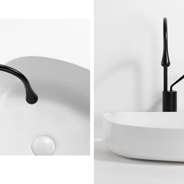 Contemporary Bathroom Sink Porcelain Specialty Vessel Bathroom Sink with Pop-Up Drain -Bathlova