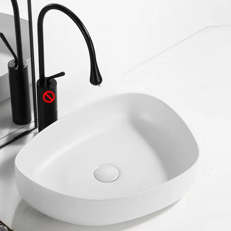 Contemporary Bathroom Sink Porcelain Specialty Vessel Bathroom Sink with Pop-Up Drain -Bathlova