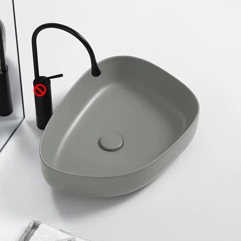 Contemporary Bathroom Sink Porcelain Specialty Vessel Bathroom Sink with Pop-Up Drain -Bathlova