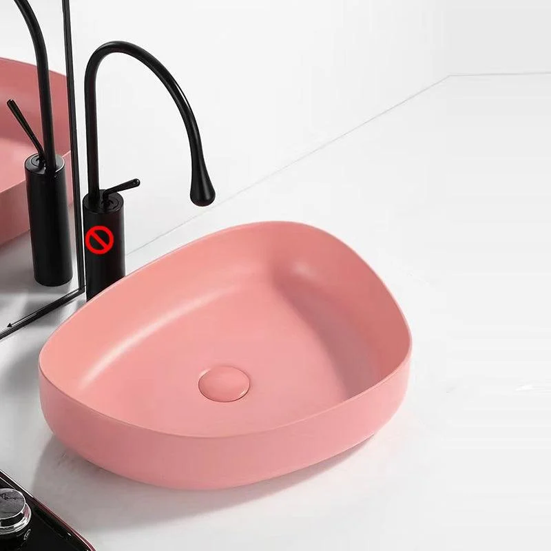 Contemporary Bathroom Sink Porcelain Specialty Vessel Bathroom Sink with Pop-Up Drain -Bathlova