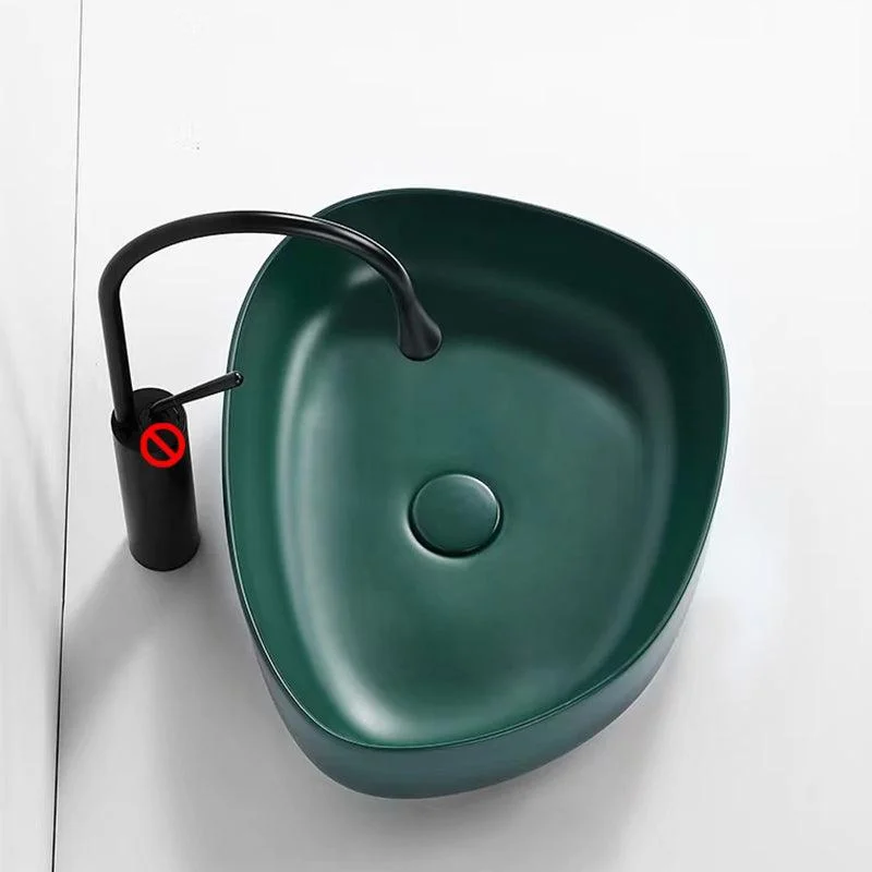 Contemporary Bathroom Sink Porcelain Specialty Vessel Bathroom Sink with Pop-Up Drain -Bathlova