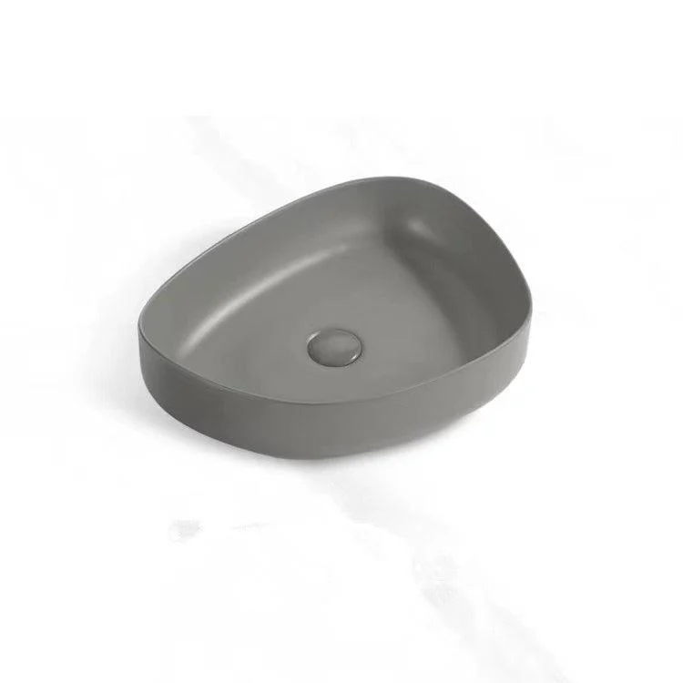 Contemporary Bathroom Sink Porcelain Specialty Vessel Bathroom Sink with Pop-Up Drain -Bathlova