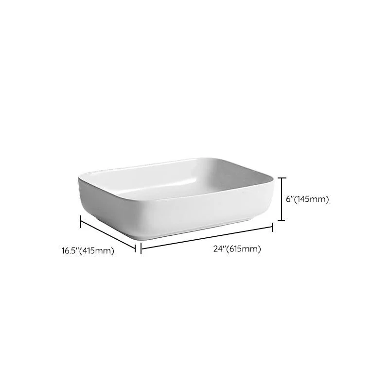 Contemporary Bathroom Sink Porcelain Square Vessel Bathroom Sink with Pop-Up Drain -Bathlova