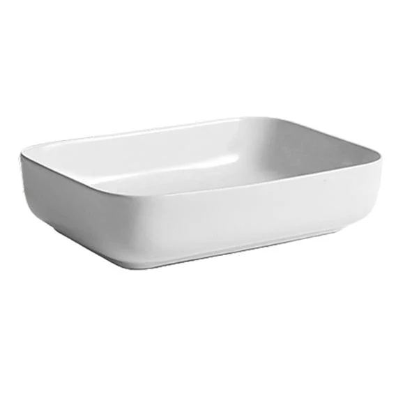 Contemporary Bathroom Sink Porcelain Square Vessel Bathroom Sink with Pop-Up Drain -Bathlova