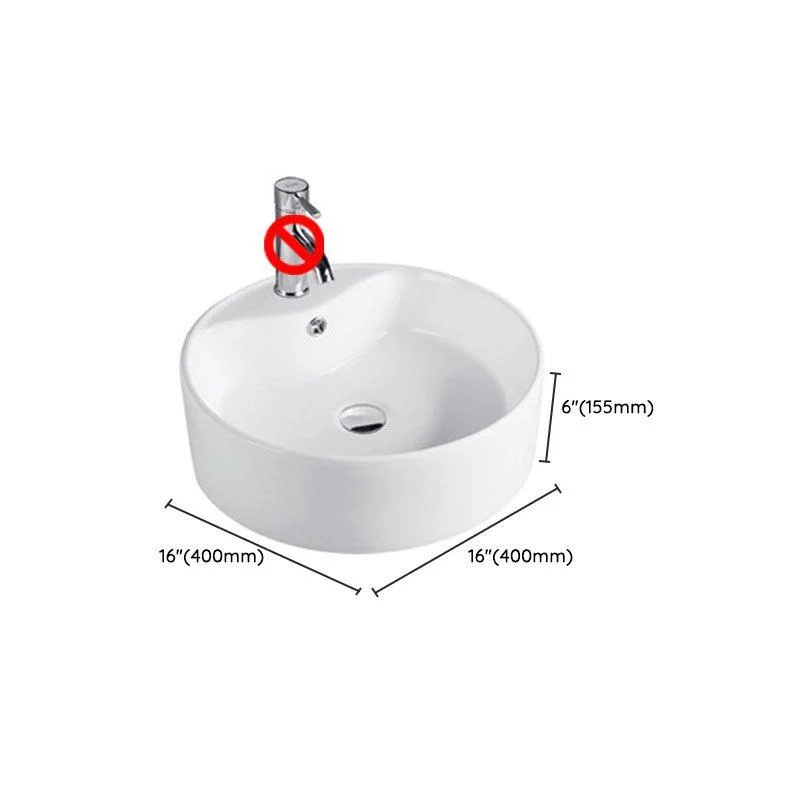 Contemporary Bathroom Sink Porcelain Trough Sink with Round Shape(Not Included Taps) -Bathlova