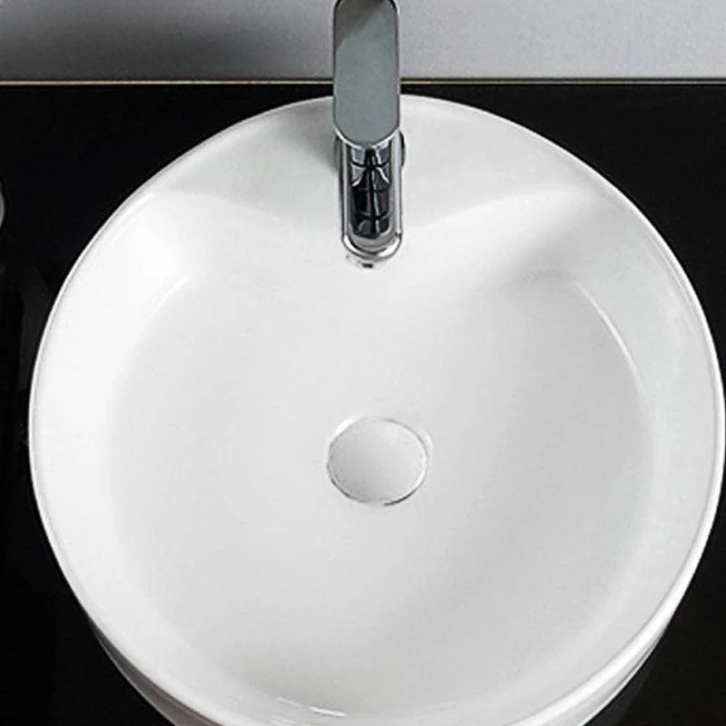 Contemporary Bathroom Sink Porcelain Trough Sink with Round Shape(Not Included Taps) -Bathlova