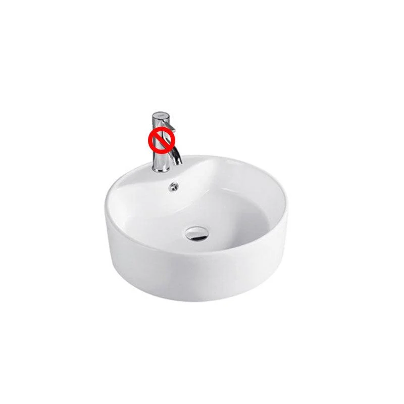 Contemporary Bathroom Sink Porcelain Trough Sink with Round Shape(Not Included Taps) -Bathlova