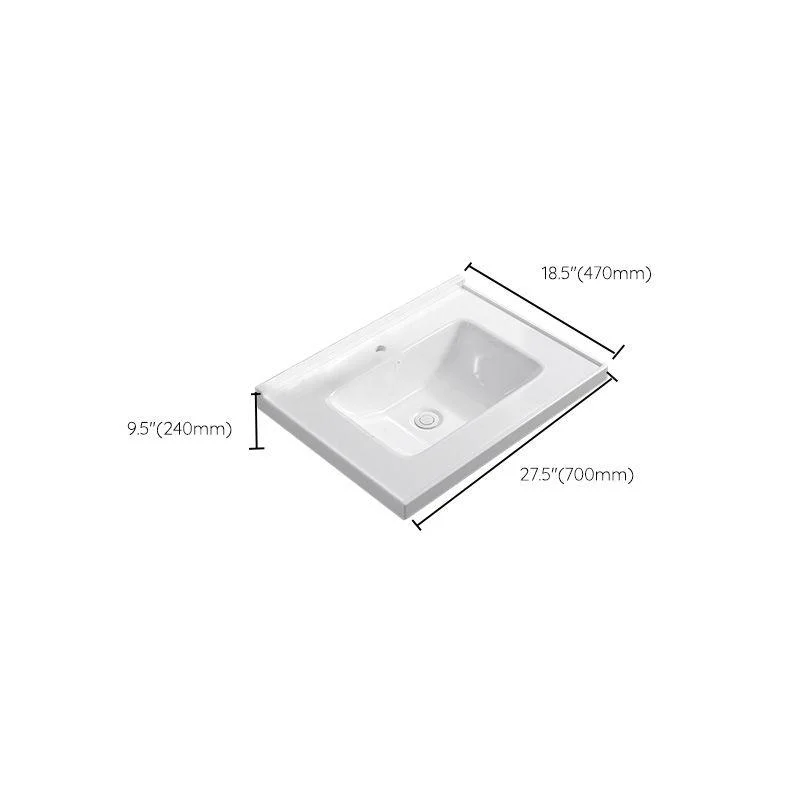 Contemporary Bathroom Sink Rectangular Porcelain Drop-in Bathroom Sink with Pop-Up Drain -Bathlova