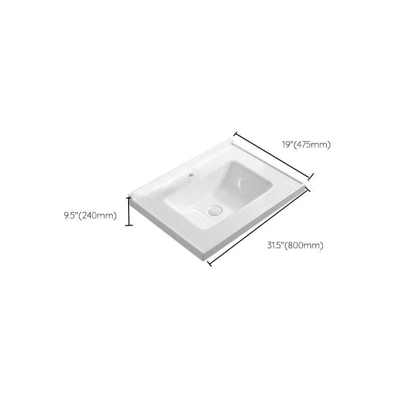 Contemporary Bathroom Sink Rectangular Porcelain Drop-in Bathroom Sink with Pop-Up Drain -Bathlova