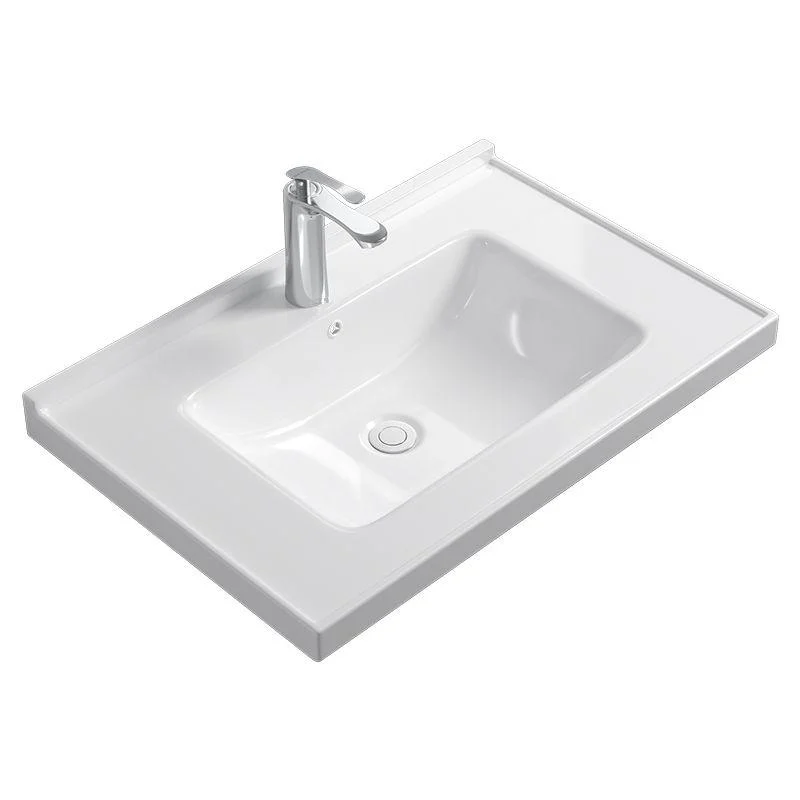 Contemporary Bathroom Sink Rectangular Porcelain Drop-in Bathroom Sink with Pop-Up Drain -Bathlova