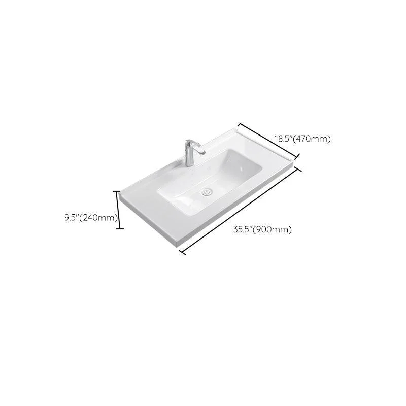 Contemporary Bathroom Sink Rectangular Porcelain Drop-in Bathroom Sink with Pop-Up Drain -Bathlova