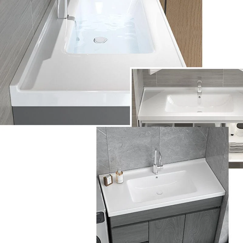 Contemporary Bathroom Sink Rectangular Porcelain Drop-in Bathroom Sink with Pop-Up Drain -Bathlova