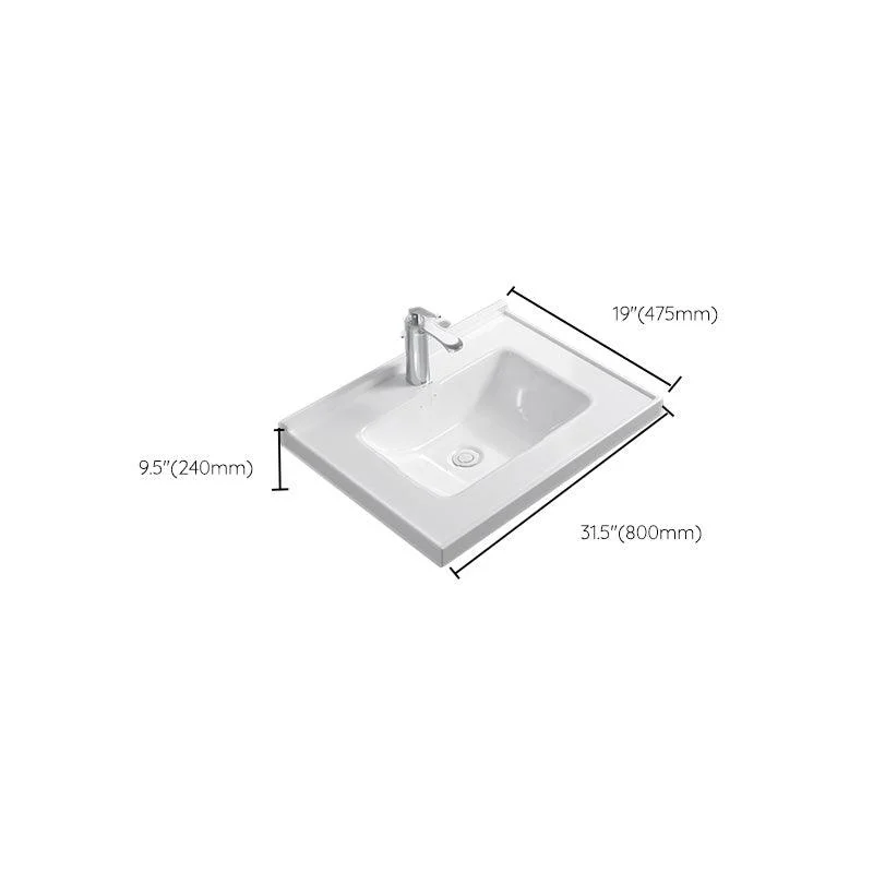 Contemporary Bathroom Sink Rectangular Porcelain Drop-in Bathroom Sink with Pop-Up Drain -Bathlova