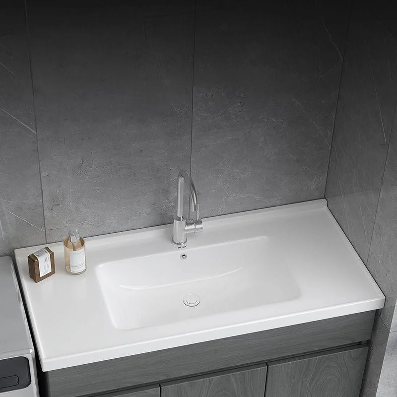 Contemporary Bathroom Sink Rectangular Porcelain Drop-in Bathroom Sink with Pop-Up Drain -Bathlova