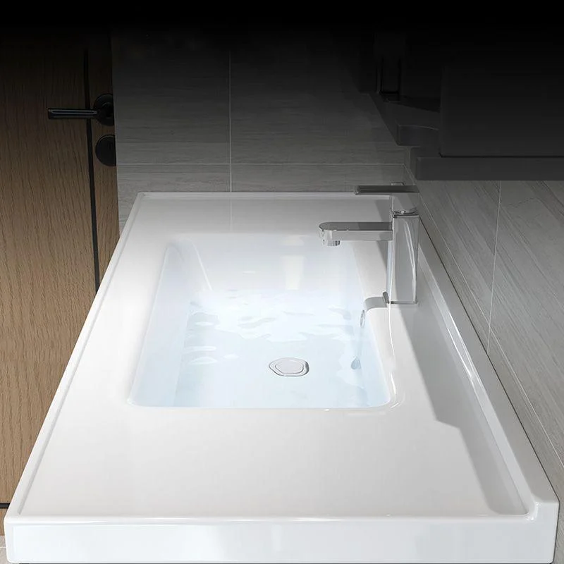 Contemporary Bathroom Sink Rectangular Porcelain Drop-in Bathroom Sink with Pop-Up Drain -Bathlova