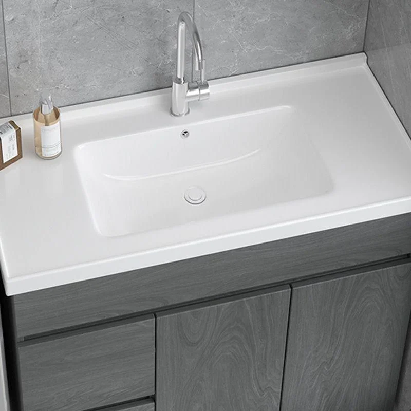 Contemporary Bathroom Sink Rectangular Porcelain Drop-in Bathroom Sink with Pop-Up Drain -Bathlova