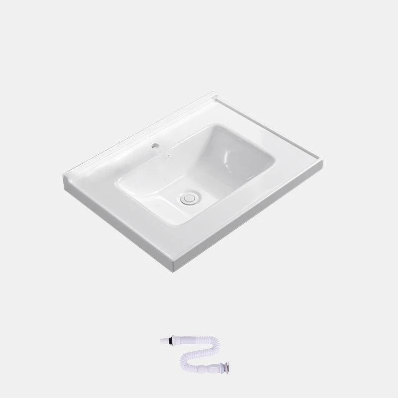 Contemporary Bathroom Sink Rectangular Porcelain Drop-in Bathroom Sink with Pop-Up Drain -Bathlova